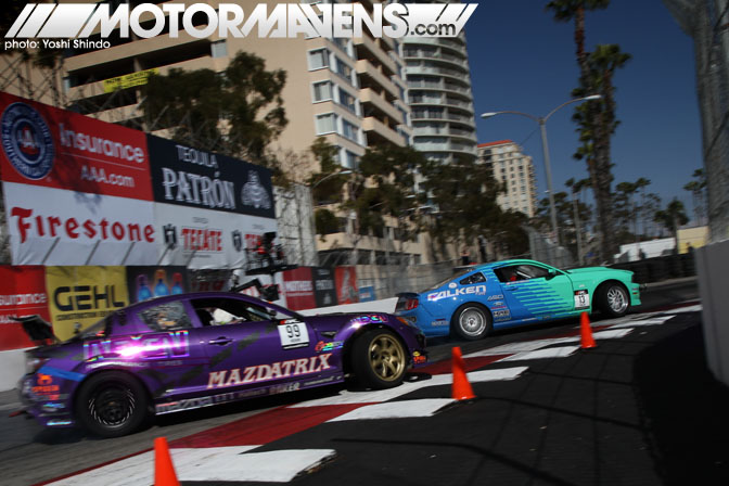 Justin Pawlak Kyle Mohan Mustang RX8 Formula Drift Streets of Long Beach 2011