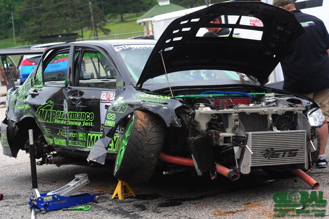 Global Time Attack Road Atlanta GTA Professional Awesome Racing Mitsubishi Lancer Evolution 7 Evo7 CRASH Dan O'Donnell Jason Dienhart Kyle Lewis