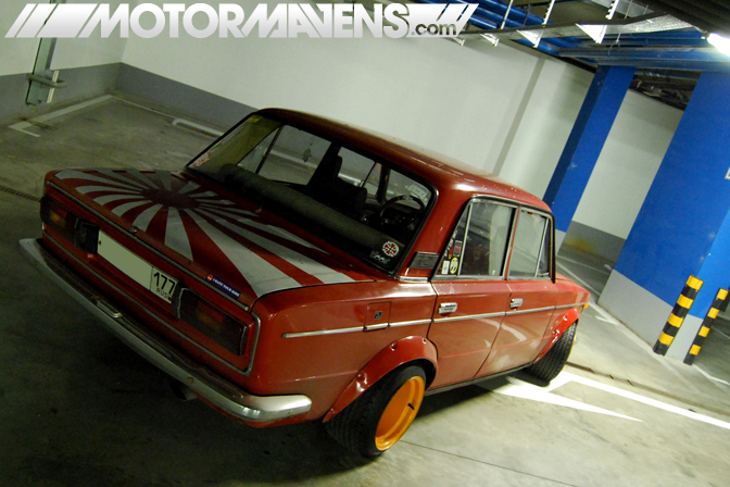 Lada Russia lowered slammed stretched tire dropped scraping