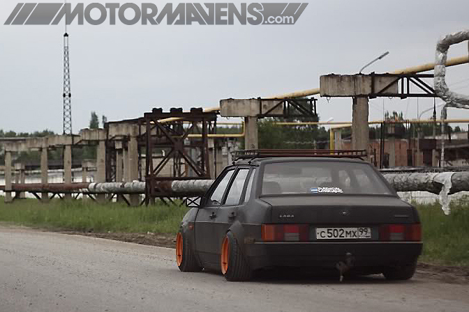 Lada Russia lowered slammed stretched tire dropped scraping