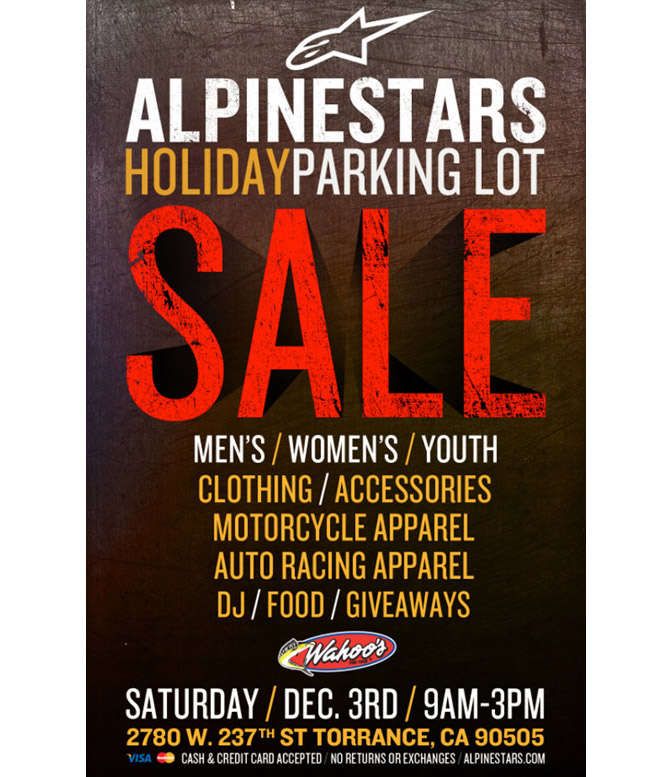 Alpinestars Holiday Parking Lot Sale Torrance CA