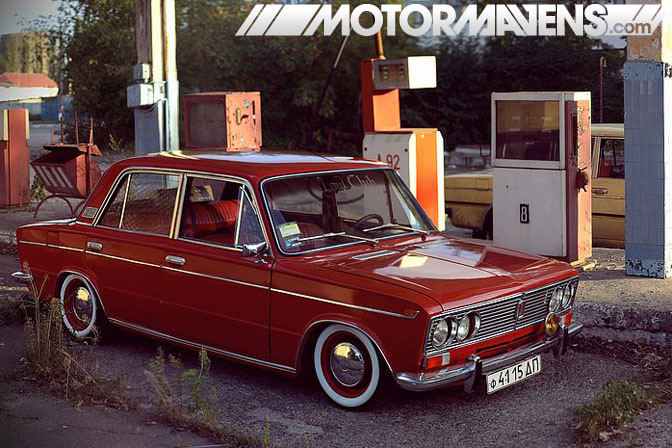 Lada Russia lowered slammed stretched tire dropped scraping