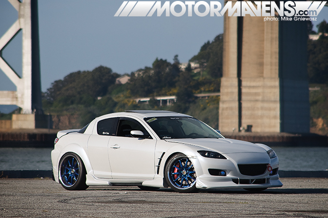 slammed rx-8 on blue volk gt-f