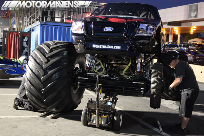 SEMA Show 2011 Las Vegas Convention Center Monster truck with small wheels Metal Mulisha Ford Racing