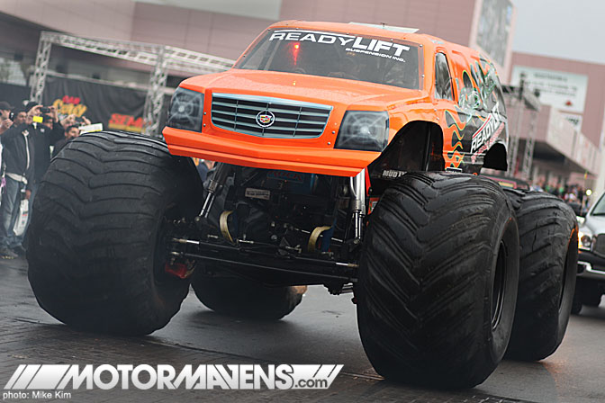 SEMA Show 2011 Las Vegas Convention Center Escalade monster truck readlift