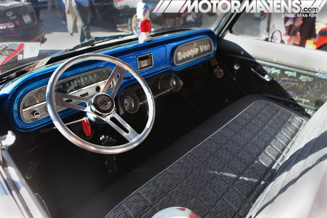 1964 Chevy Corvair van SEMA 2011 Rocket Racing Wheels Bed Wood and Parts Kicker Subwoofer Air Ride Not Stock Photography