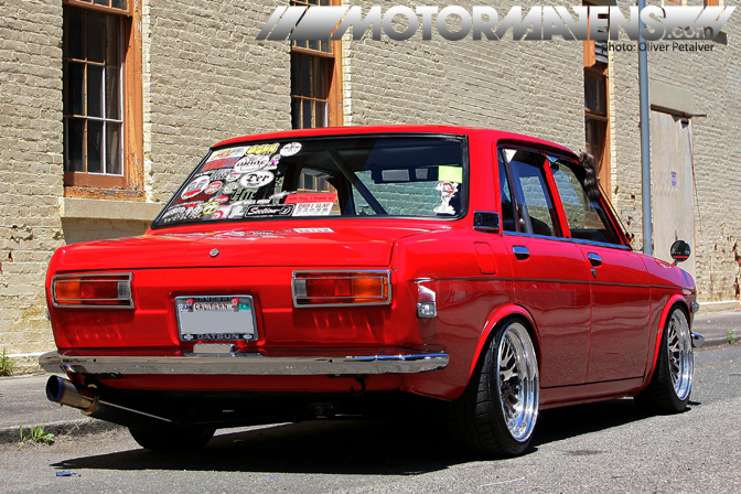 Datsun 510, John Paul “JP” Dagsaan, Japanese Classic Car Show (JCCS), 1970 Datsun 510 sedan, Five-Ten, Solex, Honda Milano, CCW Classics, Wilwood, 280ZX, Bluebird Grill, Supersonic Badge, Motormavens, SR20DET, Nickel-Dime, KA24DE, Exedy, Fidanza, Agency Power, Troy Ermish Racing, Subaru, HKS, Samberg, Apex-I N1, Bride, Bride Histrix, Bride Zeta, Crow, Nardi, NRG, Greddy, Pioneer, Pioneer AVIC-N1, Boston Acoustic, Hecho en Mexico, John Morton, Trans-Am Championship, C Production National Championship, B&M short shifter, DRG Fabrications, Mooneyes, Tiki, Qa1, Tokico Illumina, MR-2, Racetep, Maddat steering box, Oliver Petalver