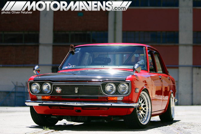 Datsun 510, John Paul “JP” Dagsaan, Japanese Classic Car Show (JCCS), 1970 Datsun 510 sedan, Five-Ten, Solex, Honda Milano, CCW Classics, Wilwood, 280ZX, Bluebird Grill, Supersonic Badge, Motormavens, SR20DET, Nickel-Dime, KA24DE, Exedy, Fidanza, Agency Power, Troy Ermish Racing, Subaru, HKS, Samberg, Apex-I N1, Bride, Bride Histrix, Bride Zeta, Crow, Nardi, NRG, Greddy, Pioneer, Pioneer AVIC-N1, Boston Acoustic, Hecho en Mexico, John Morton, Trans-Am Championship, C Production National Championship, B&M short shifter, DRG Fabrications, Mooneyes, Tiki, Qa1, Tokico Illumina, MR-2, Racetep, Maddat steering box, Oliver Petalver