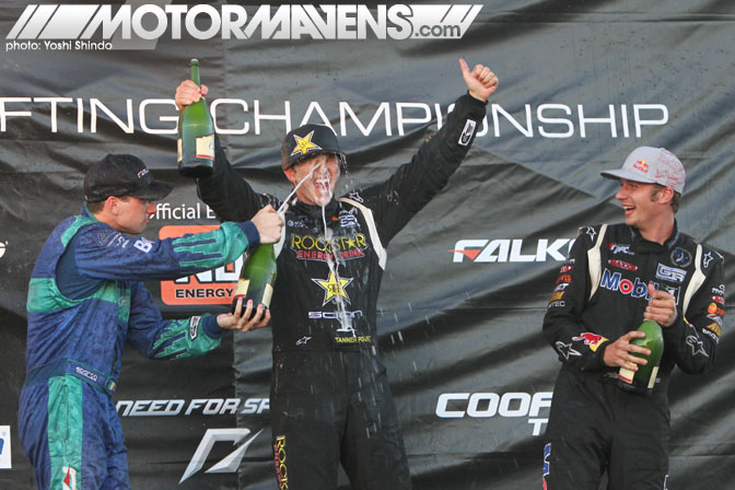 Formula D Round 4 Seattle Tanner Foust Rockstar podium CSIYM money shot Yoshi Shindo